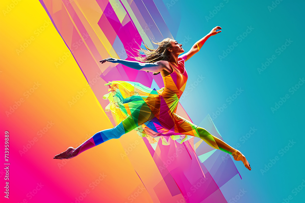 multicolor dancing visual, AI generated - obrazy, fototapety, plakaty 