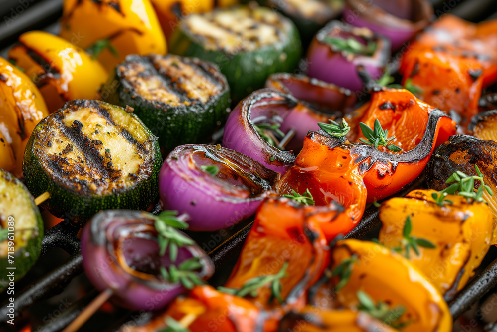 Grilled Vegetable Medley Skewers with Zucchini, Bell Peppers, and Red Onions - A Vibrant Veggie Delight