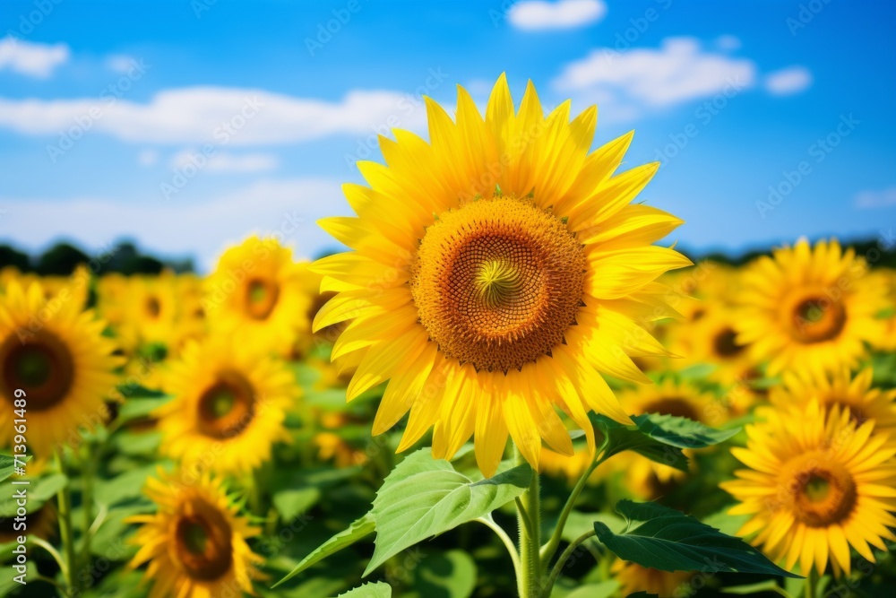 sunflower field with blue sky sunflower field with blue sky