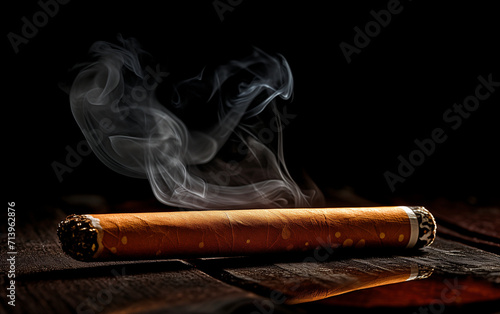 cigarette isolated on black background, cigarette in ashtray, Smoking cigarette isolated on black background, Generative Ai