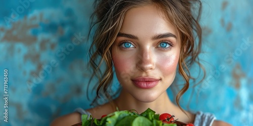 Young woman holding a plate...