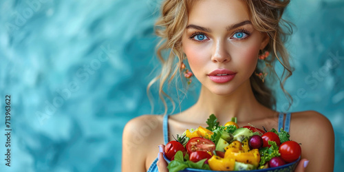 Young woman holding a plate...