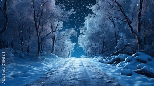 Dark blue snow trail vibrant color hyper Ai generated art © Sikha