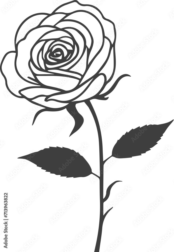 Black silhouette of a rose flower isolated on a white background. Black silhouette of a rose flower isolated on a white background.
