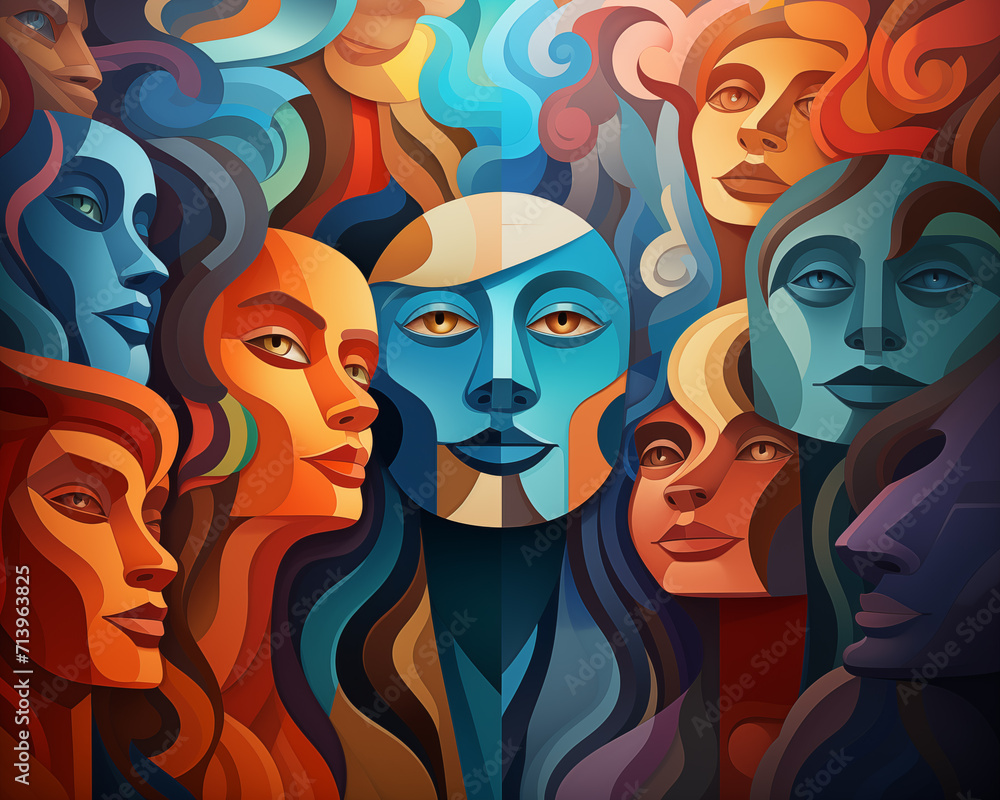 Abstract cartoon diversity colorful illustration Abstract cartoon diversity colorful illustration