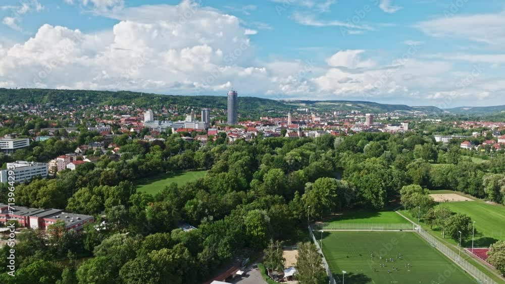 Aerial drone view of the historic old town of Jena in Thuringia, Germany Aerial drone view of the historic old town of Jena in Thuringia, Germany