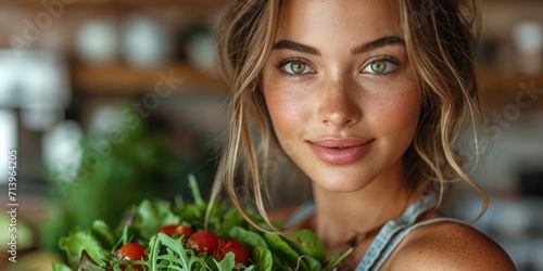 Young woman holding a plate...
