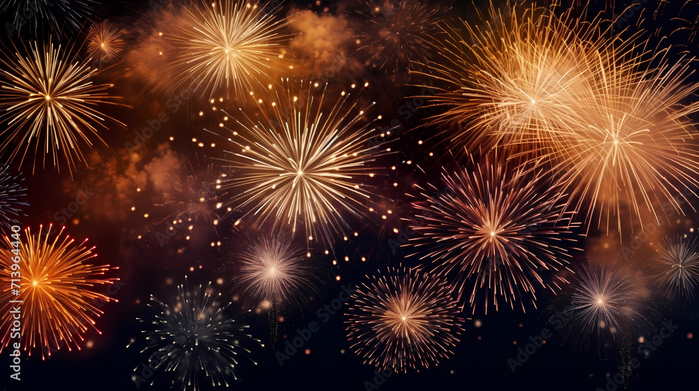 Beautiful fireworks background at night for holiday decoration Beautiful fireworks background at night for holiday decoration