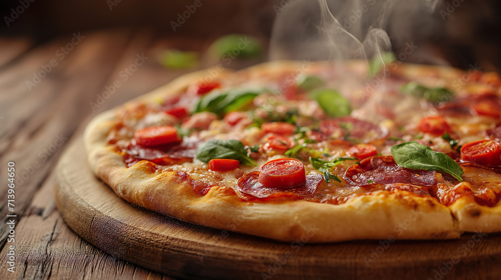 pizza with salami and tomatoes pizza with salami and tomatoes