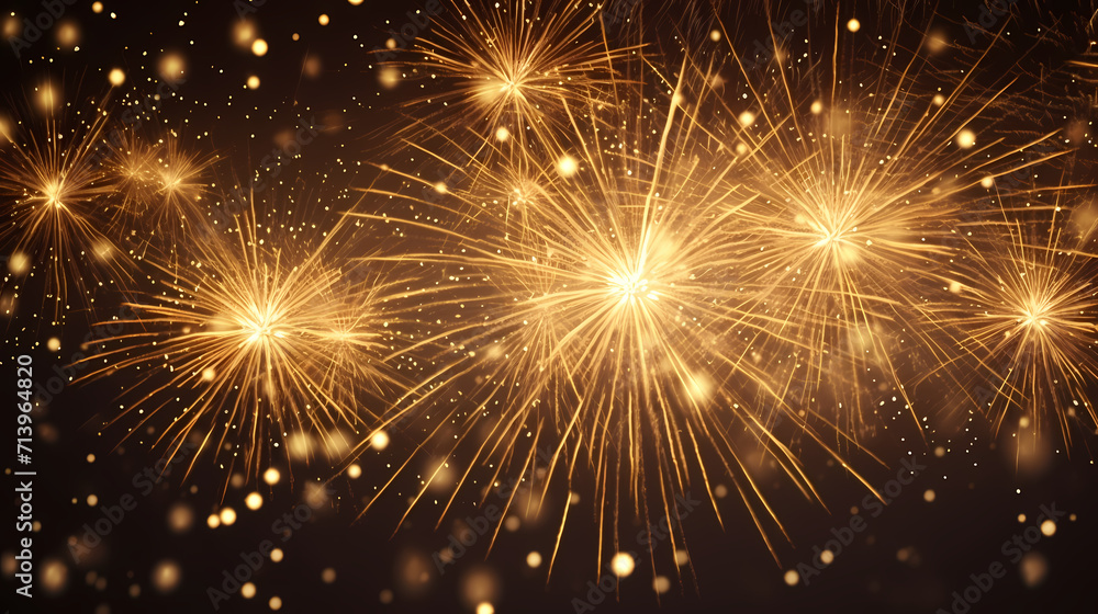 Fototapeta premium Beautiful fireworks background at night for holiday decoration