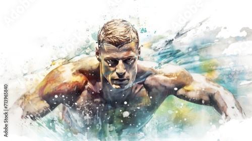 Watercolor design of a professional swimmer