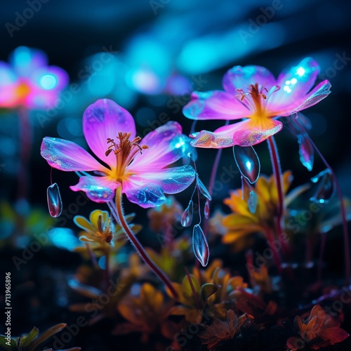 Crowfoot meadow Flower neon Color AI Generated pictures