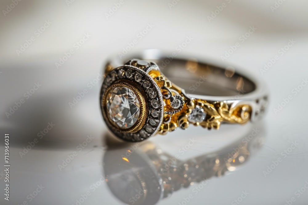 Eternal Love: Embrace the Tradition of Commitment with a Gold and Silver Diamond Love Ring, Capturing the Essence of Engagement and Marriage on a Pure White Background.
Eternal Love: Embrace the Tradition of Commitment with a Gold and Silver Diamond Love Ring, Capturing the Essence of Engagement and Marriage on a Pure White Background.