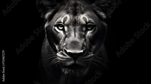 Monochrome Majesty  Lioness in Black and White - A Captivating Blend of Strength and Elegance
