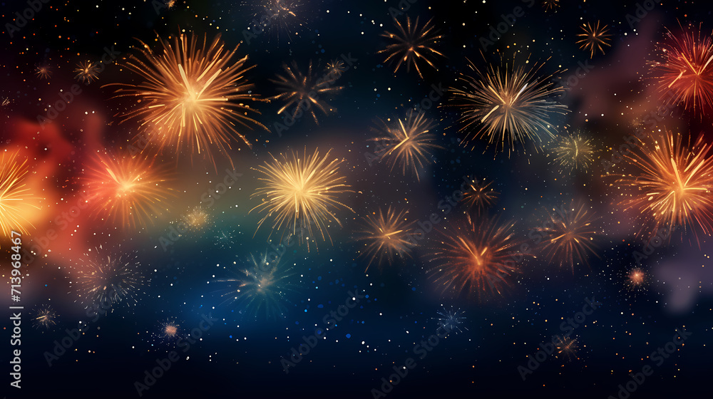 Happy New Year, burning fireworks with bokeh light background Happy New Year, burning fireworks with bokeh light background