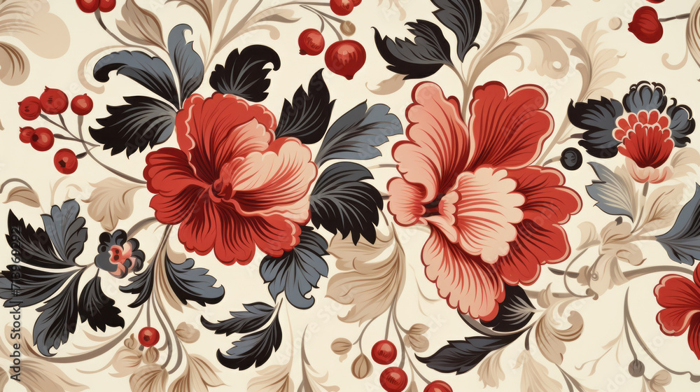 Traditional Russian floral pattern. Vibrant Spirit of Russia with Authentic flowers pattern Traditional Russian floral pattern. Vibrant Spirit of Russia with Authentic flowers pattern