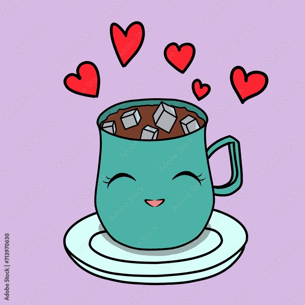 Illustration vector design a cup of cold chocolate on green background Illustration vector design a cup of cold chocolate on green background
