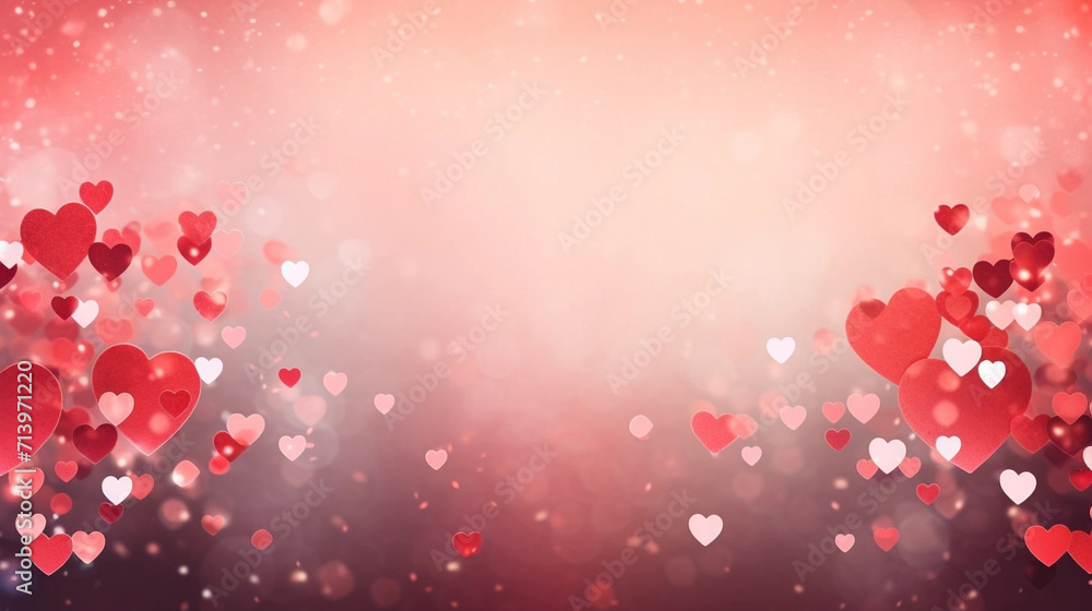 Obraz premium copy space, stockphoto, beautiful valentine background with hearts and romatic colors. Romantic backbround or wallpaper for valentine’s day. Beautiful design for card, greeting card.