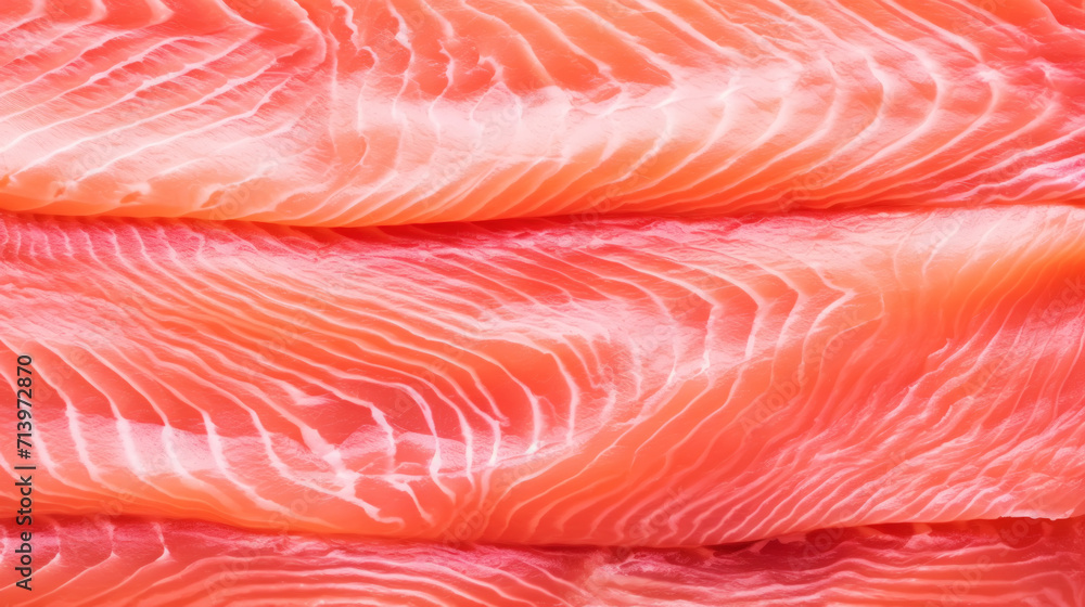 Close-up of raw fresh salmon sashimi structure. Food fish background. Generative AI Close-up of raw fresh salmon sashimi structure. Food fish background. Generative AI