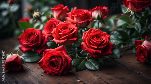 Close-Up of red Roses Blooming Romantic love valentine's background