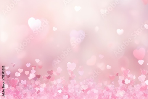 Abstract Banner Pink golden heart shaped sparkling crystal balloons on pink bokeh background . Minimal love concept. Valentine's Day or wedding party decoration backdrop wallpaper cope space design