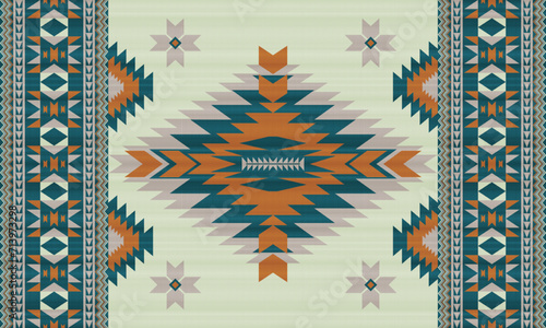 American tribal ethnic native pattern.Traditional Navajo,Aztec,Apache,Southwest and Mexican style fabric pattern.Abstract vector motifs pattern.For fabric,clothing,blanket,carpet,woven,wrap,decoration