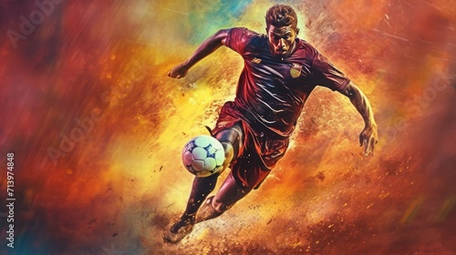 Man playing soccer, football sport banner illustration.