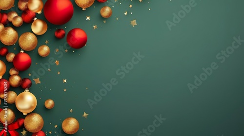 Square banner with gold and red Christmas symbols