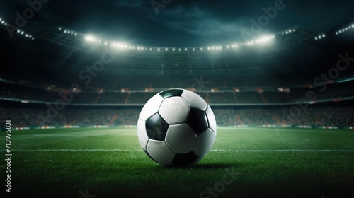 Soccer Ball in a Stadium with Lights. © Yzid ART