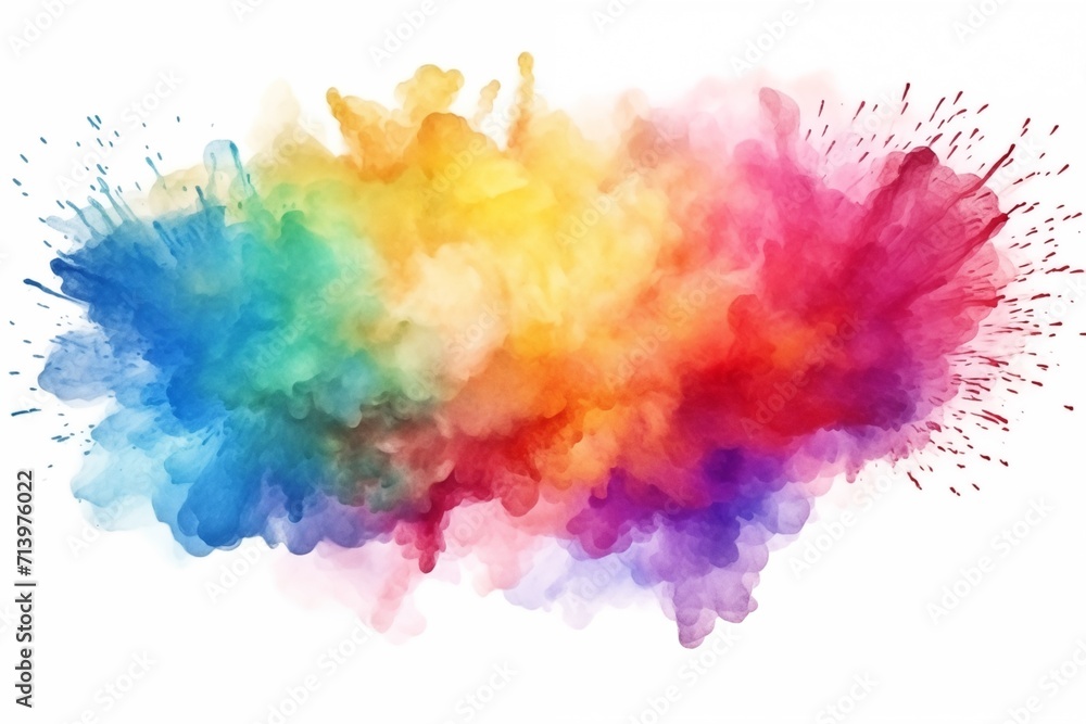 Fototapeta premium watercolor of colorful mixed rainbow powder explosion isolated 