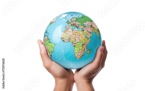 A Worldly Gesture with a Map Globe in Hand Isolated on Transparent Background.