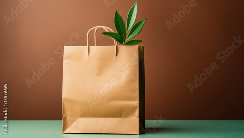 green bag with green leaves
