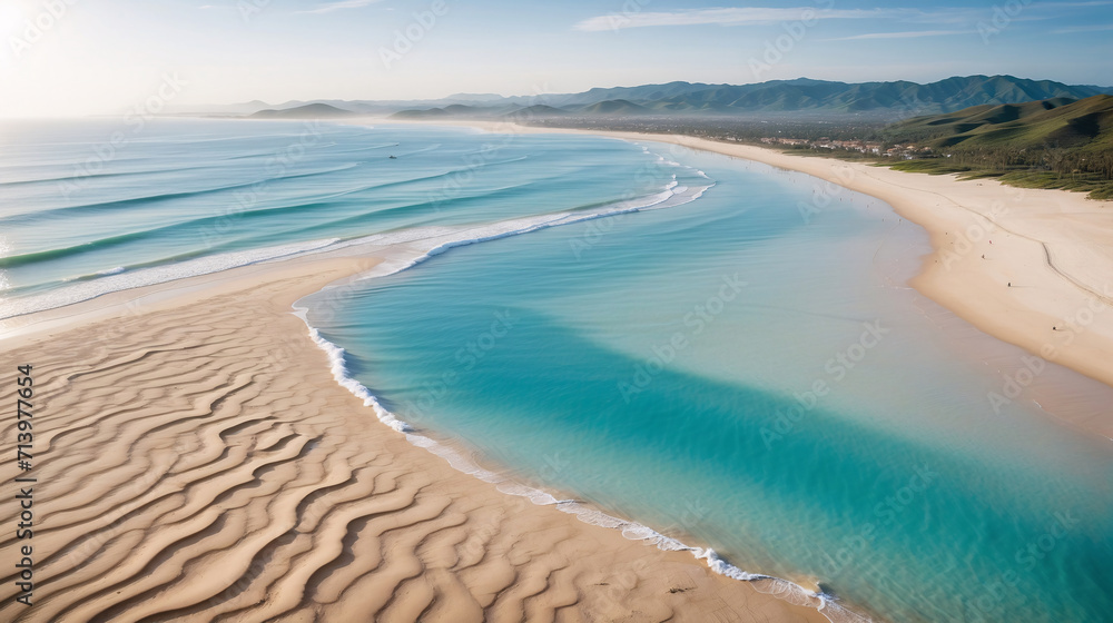 Sand beach and sea shot on drone