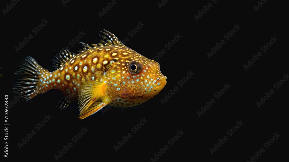 Boxfish in the solid black background Boxfish in the solid black background