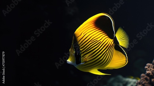 Butterflyfish in the solid black background