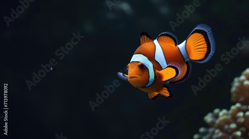 Clownfish in the solid black background