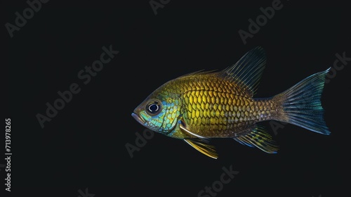 Damselfish in the solid black background
