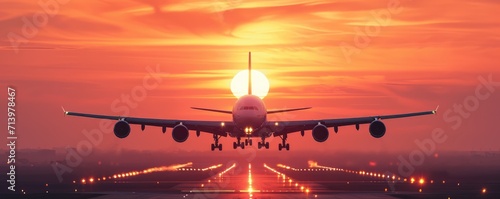 A plane in the sunset