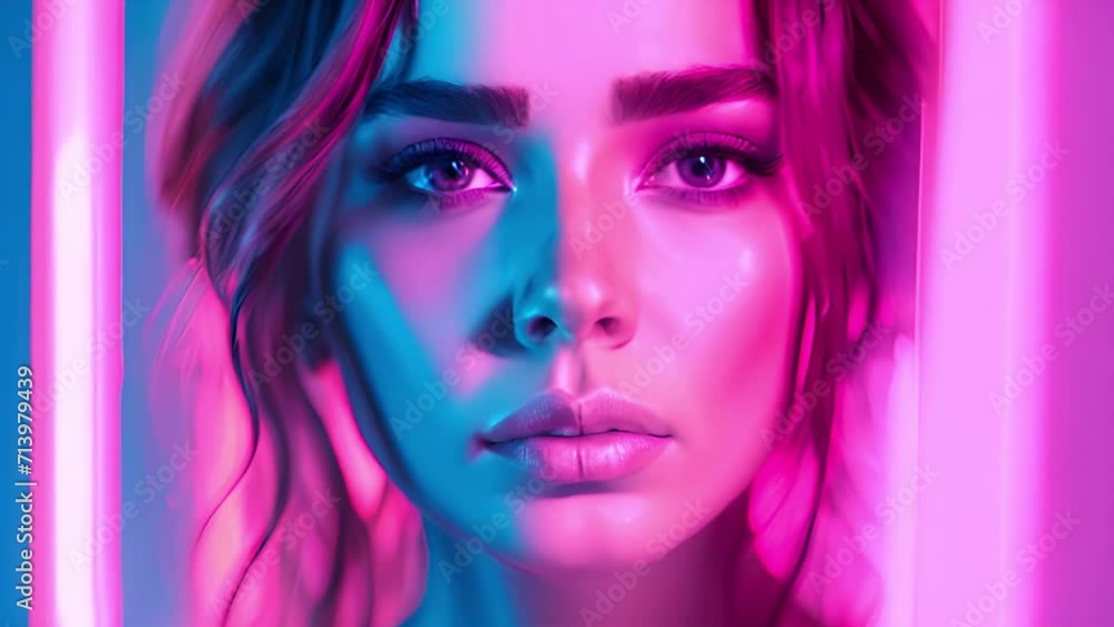 ネオンカラーの美女,Generative AI ネオンカラーの美女,Generative AI