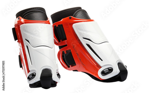 Equipping Hockey Players with Durable Shin Guards Isolated on Transparent Background.