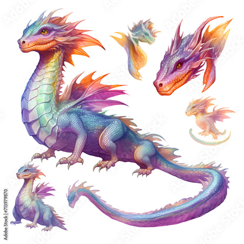 Beautiful Dragon Watercolor Clipart  Design for Your Project  Ai Generative