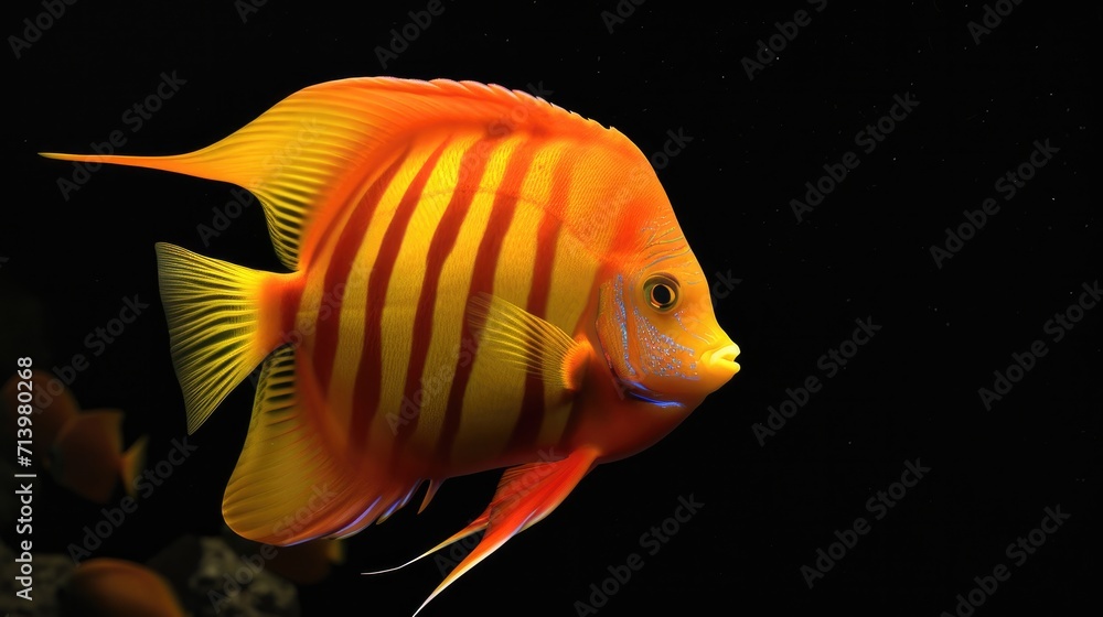 Flame Angelfish in the solid black background Flame Angelfish in the solid black background