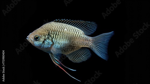 Gourami in the solid black background