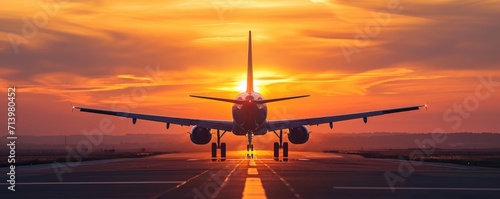 A plane in the sunset