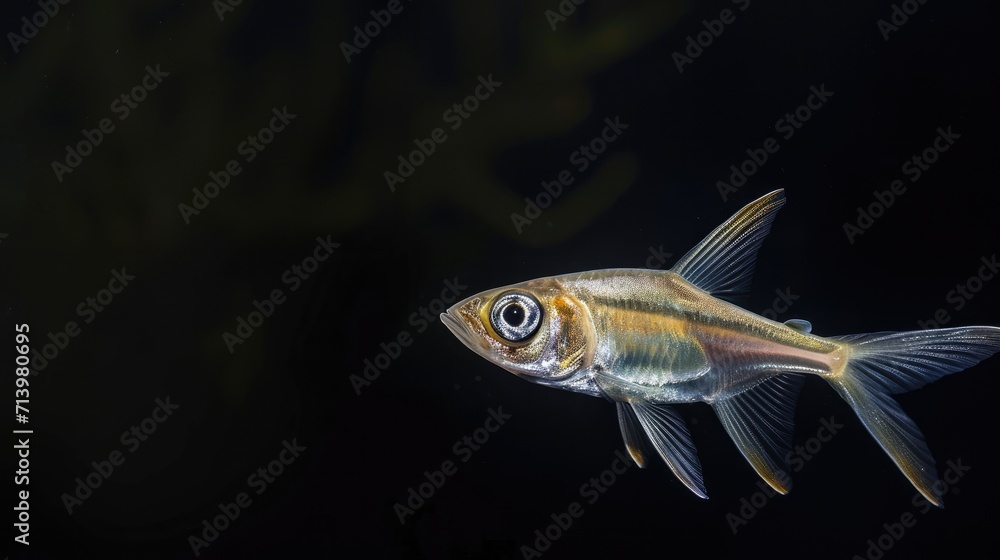 Fototapeta premium Little Tunny in the solid black background