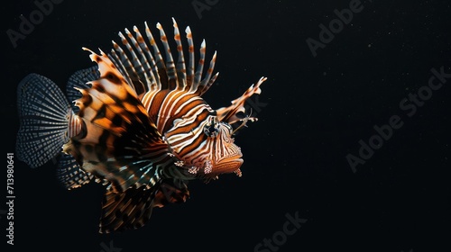 Lionfish in the solid black background