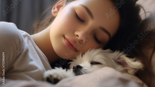 Girl Snuggling With a Puppy Dog