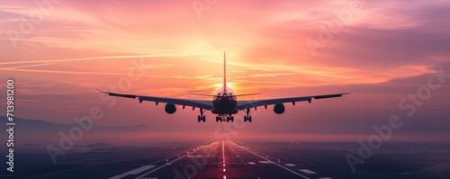 A plane in the sunset