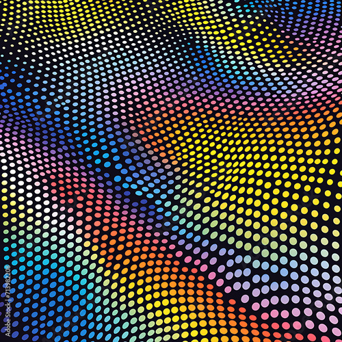 color wave waves in the form of dots, in the style of futuristic digital art, net art, sound art, precisionist lines, colorful minimalism