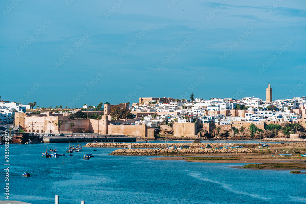 Scenic view of Rabat, Morocco's capital city featuring the Bou Regreg River and the Kasbah of the Oudayas